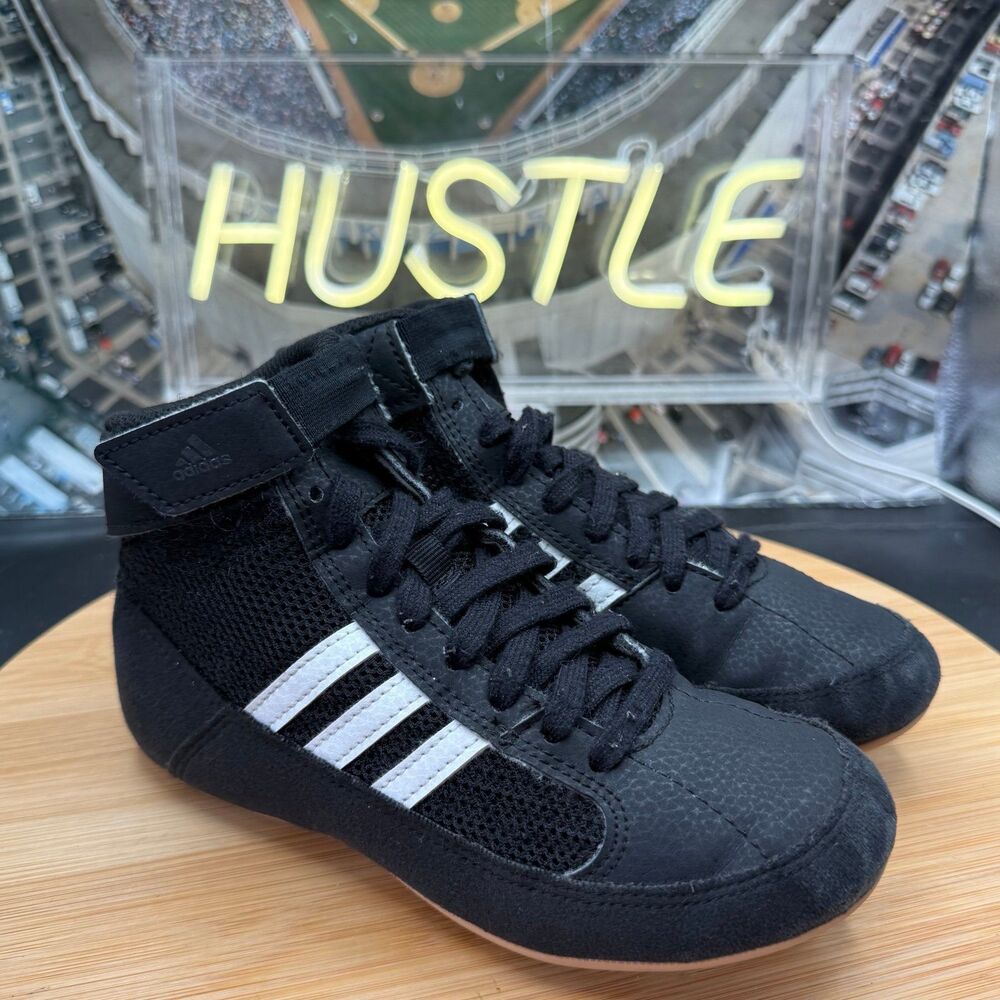 Adidas Kids' HVC 2 Wrestling Shoes Black/White Size 1